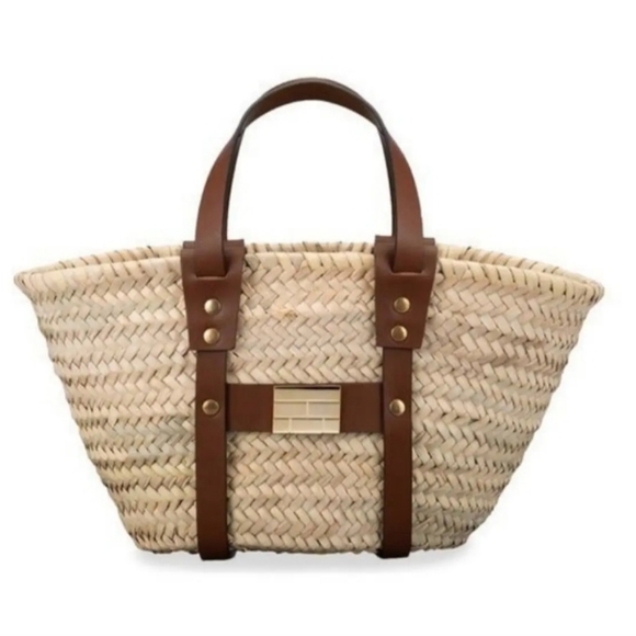 Frame Denim Bags Frame Straw Tote With Brown Leather Handles Poshmark